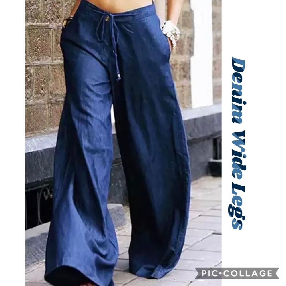 Denim! Denim Wide Leg Pants